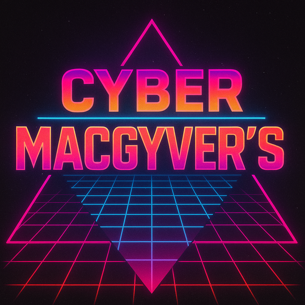 Cyber MacGyver's 80's retro neon logo